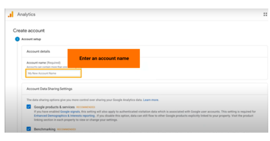 creating a google analytics account