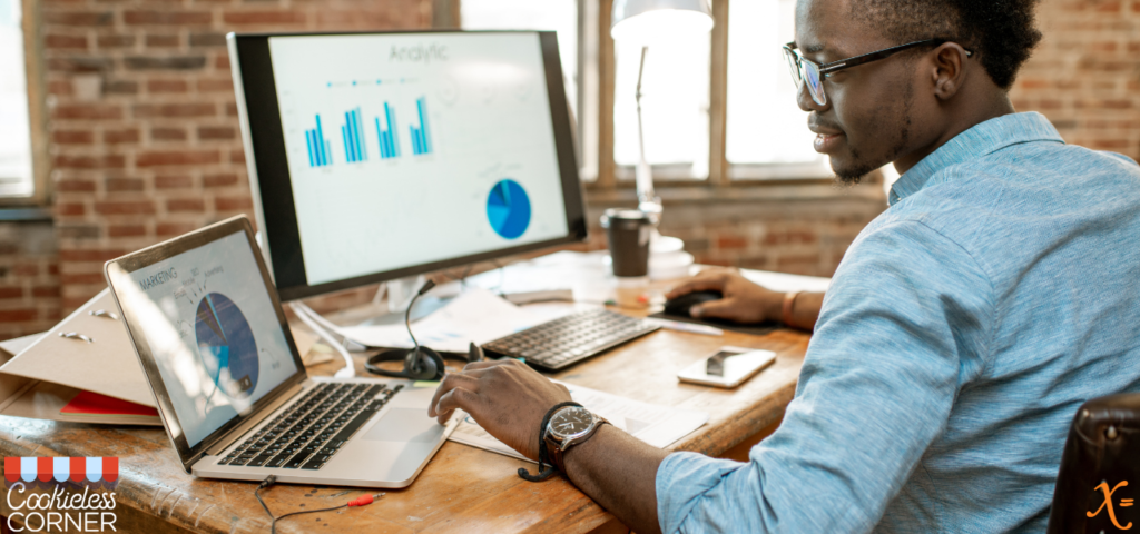 Marketer looking at Google Analytics 4 data